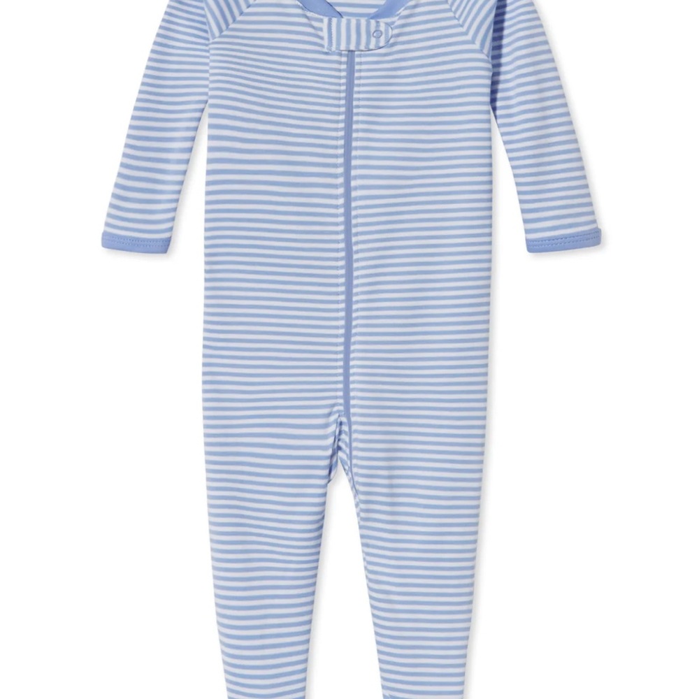 Lake striped baby one piece footed pajamas with dual zipper